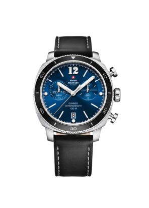 Orologio Swiss Military Cronografo acciaio blu e pelle