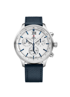 Orologio Swiss Military Cronografo acciaio bianco e tela blu